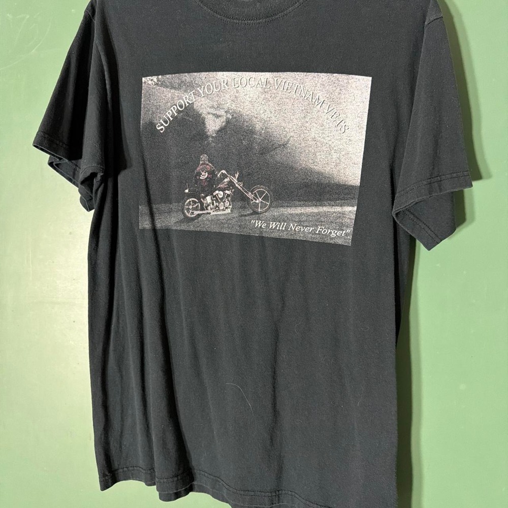 Vintage Anvil Vietnam Vets MC Chopper Motorcycle T-Shirt Black Large